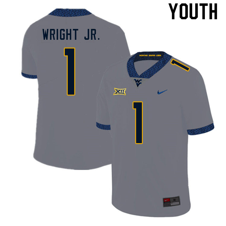 Youth #1 Winston Wright Jr. West Virginia Mountaineers College Football Jerseys Sale-Gray